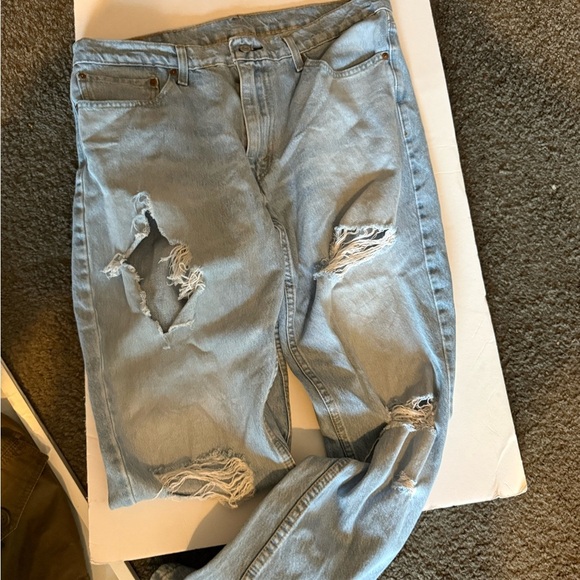 Levi's Blue Relaxed Fit Distressed Jeans - Picture 3 of 4